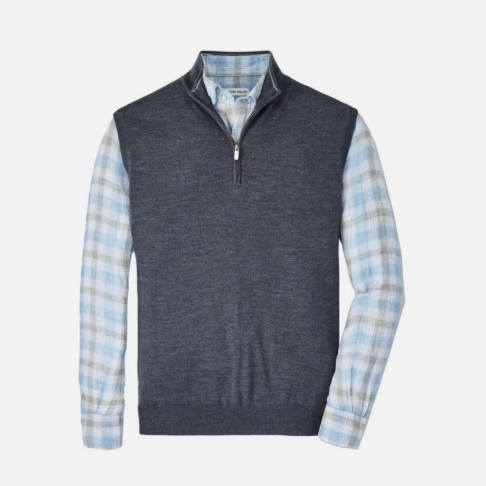 Mens Peter Millar Charcoal Autumn Crest 1/4 Zip Sweater Vest Size Medium New